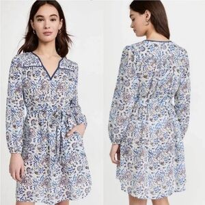 Xirena Nyssa Dress. White Mosaic. Floral Print Long Sleeve Dress. Size L.NWT.
